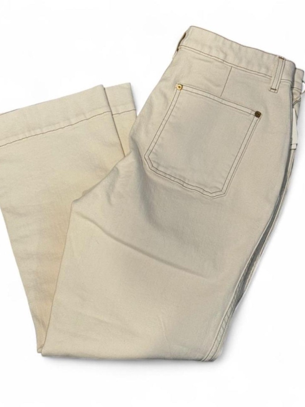 Khaite Fiona Cropped Straight Leg Jeans – Cream – Size 32 NWT